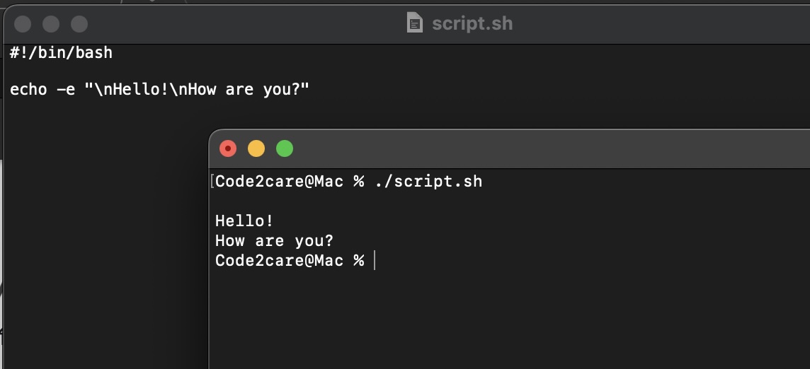 How to add NewLine Character in Bash Script String